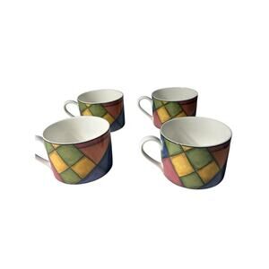 Victoria and Beale Prism Geometric Pattern Lot of 4 Porcelain Cups Discontinued
